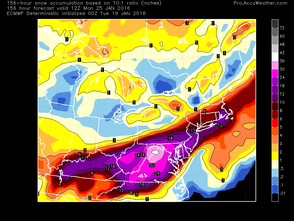 Blizzard Of 2016 ECMWF Euro Model