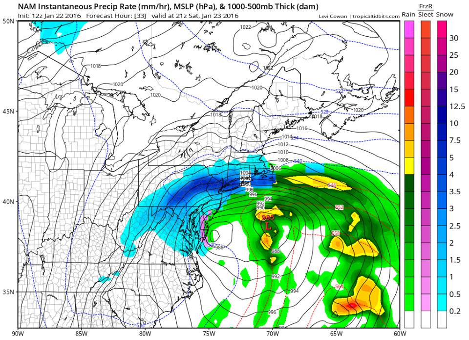 Blizzard Of 2016 NAM Model